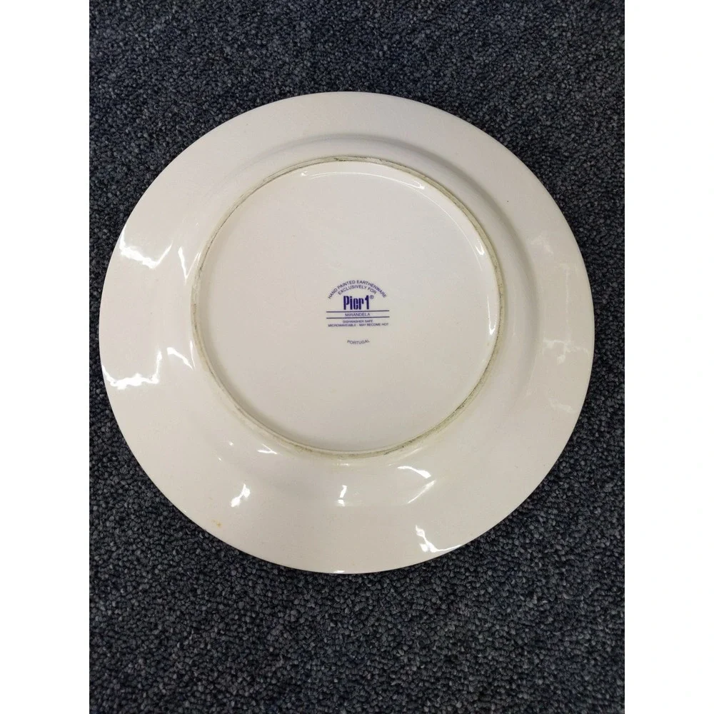 Pier 1 Mirandela Dinner Plates 10.75 Yellow Blue Mediterranean Portugal Set of 2